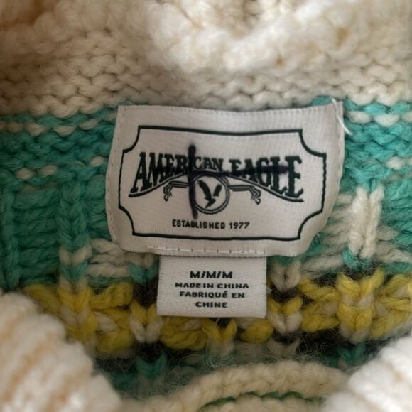 NWOT American Eagle AE Size M Oversized Fairisle Chunky Mock Neck Sweater - Picture 7 of 10